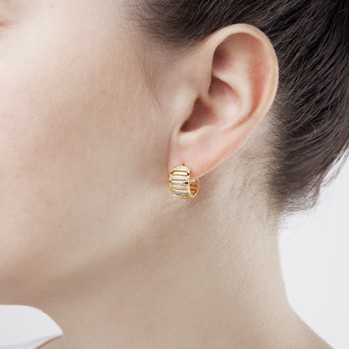 Kolczyki koła Savicki: srebrne pozłacane, cyrkonie